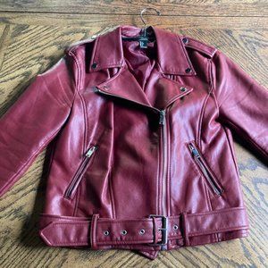 Forever 21 Maroon Faux Leather Jacket (S)